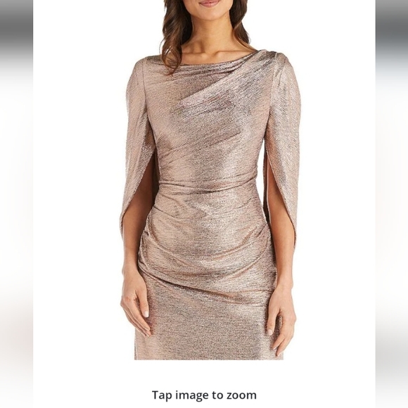 NWT Metallic Rose Gold R&M Richards long dress - Picture 3 of 11